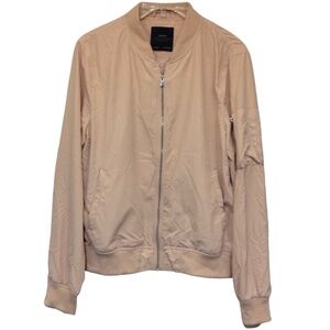 Zara Basic Womens Lightweight Bomber Jacket In Dusty Pink Size L